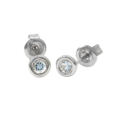 Birthstone Stud Earrings - White Gold