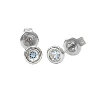 Birthstone Stud Earrings - White Gold