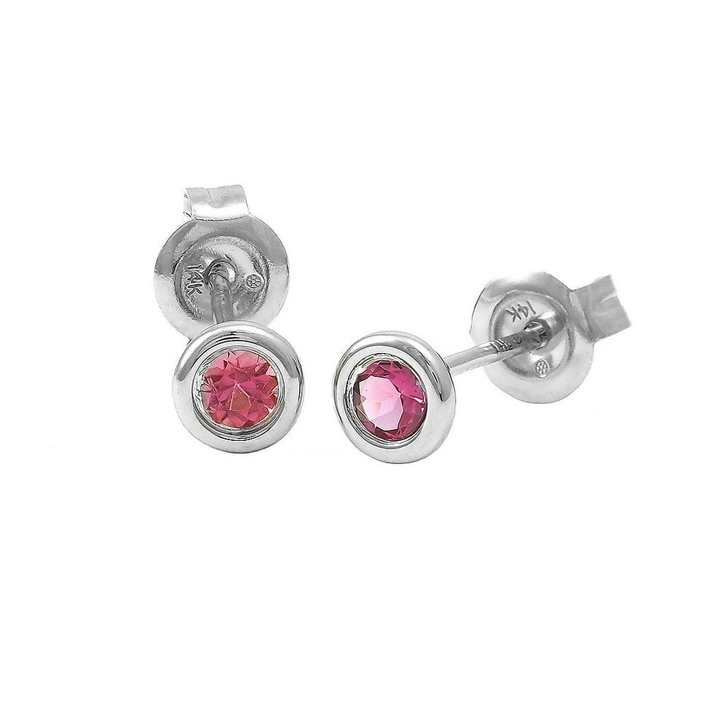 Birthstone Stud Earrings - White Gold