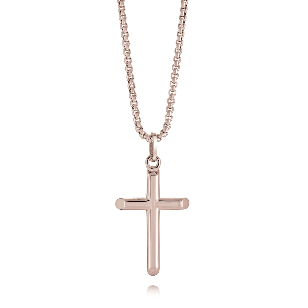 Rose IP Stainless Steel Cross Necklace