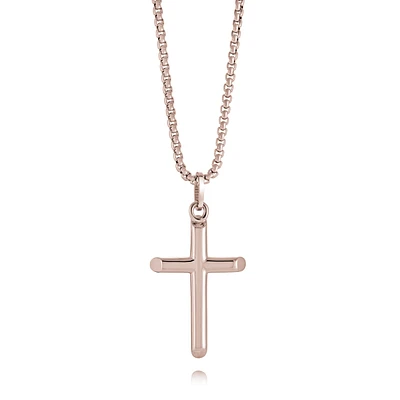 Rose IP Stainless Steel Cross Necklace