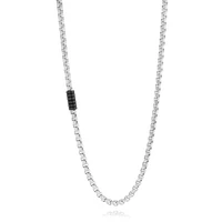 Round Box Black IP Design Necklace