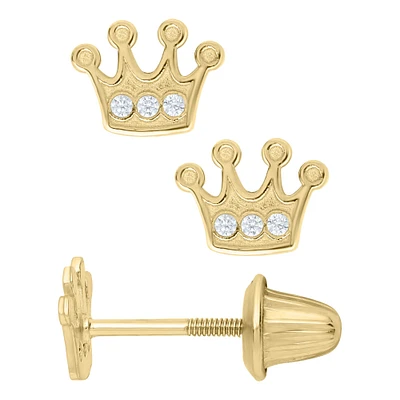 Crown Zirconia Kids Stud Earrings