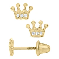 Crown Zirconia Kids Stud Earrings