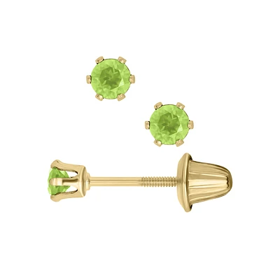 Birthstone Gemstone Kids Stud Earrings