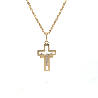 Cross with Christ Two Tone Crucifix 25MM Pendant