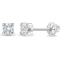 White Gold 4MM Kids Earrings