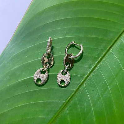 Puffed Mariner Diamond Dangle Earrings