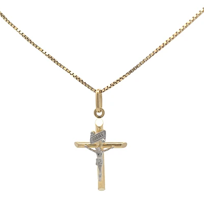 Two Tone Crucifix 25MM Pendant
