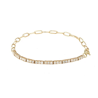 Half PaperClip Half Diamond Bracelet