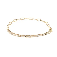 Half PaperClip Half Diamond Bracelet
