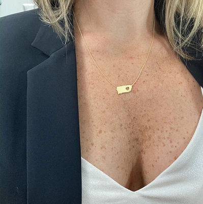 Puerto Rico Island Heart Necklace