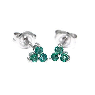 Trio Emerald White Gold Stud Earrings
