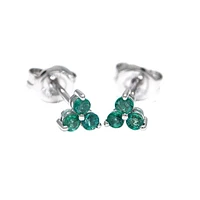 Trio Emerald White Gold Stud Earrings