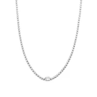 Round Bezel Clear Emerald Tennis Necklace
