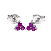 Trio Rubies White Gold Stud Earrings