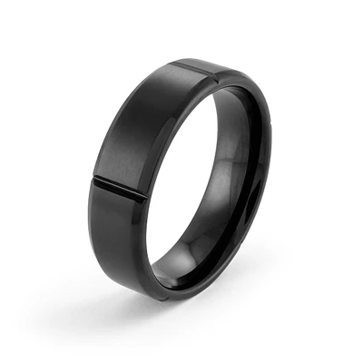 6.5mm Grooves Black Steel Ring