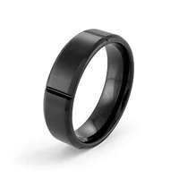 6.5mm Grooves Black Steel Ring