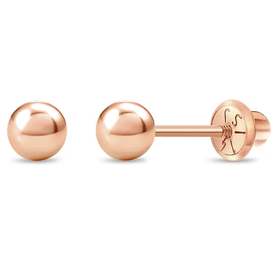 Rose Gold 4MM Kids Ball Earrings