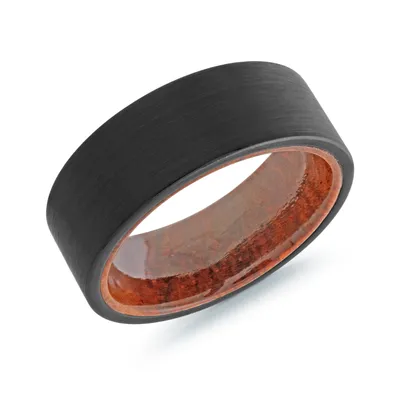 8MM Black Matte Wood Tungsten Ring