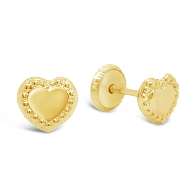 Heart Beaded Border Stud Earrings