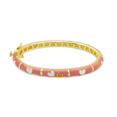 Peach/White/Yellow Hearts Kids Bangle Bracelet