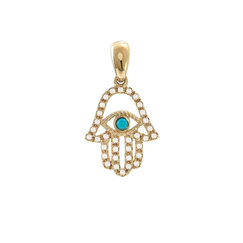 Hamsa Evil Eye Diamond Turquoise Pendant