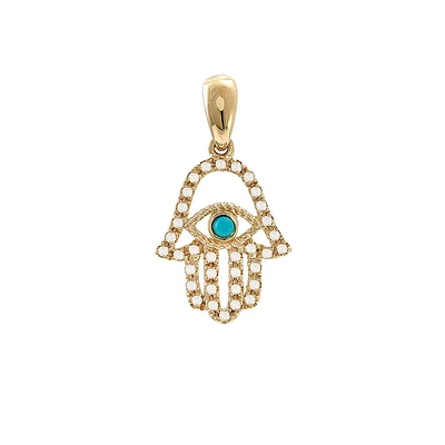 Hamsa Evil Eye Diamond Turquoise Pendant