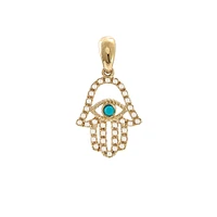 Hamsa Evil Eye Diamond Turquoise Pendant