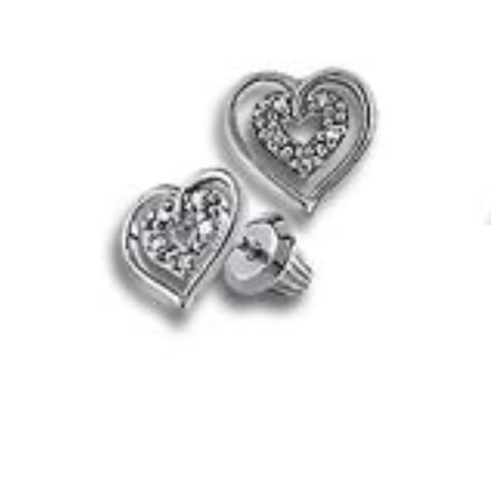 Open Heart Diamond Kids Stud Earrings