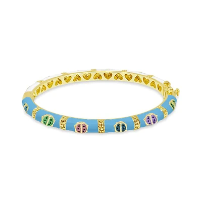 Blue Colorful Ladybug Kids Bangle Bracelet