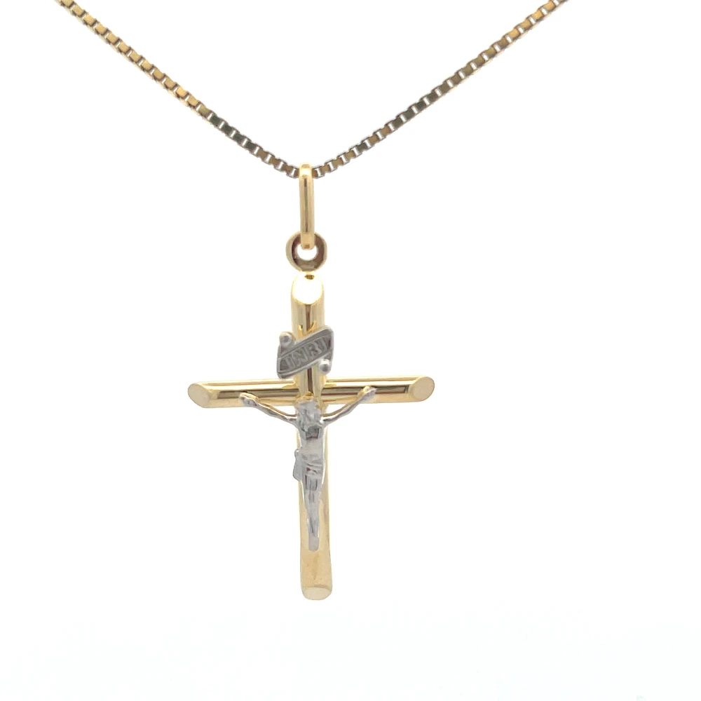 Two Tone Crucifix 31MM Pendant