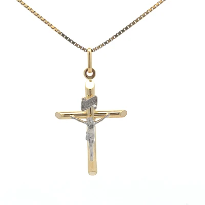 Two Tone Crucifix 31MM Pendant