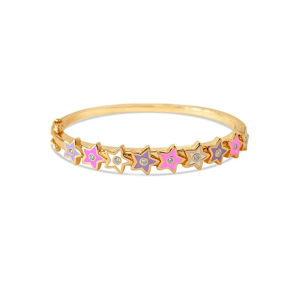 Pink, Purple White Stars Kids Bangle Bracelet