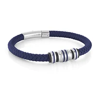Blue Leather and Elements Bracelet