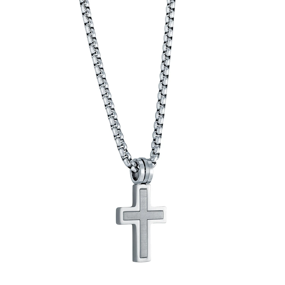 Brushed Cross Necklace