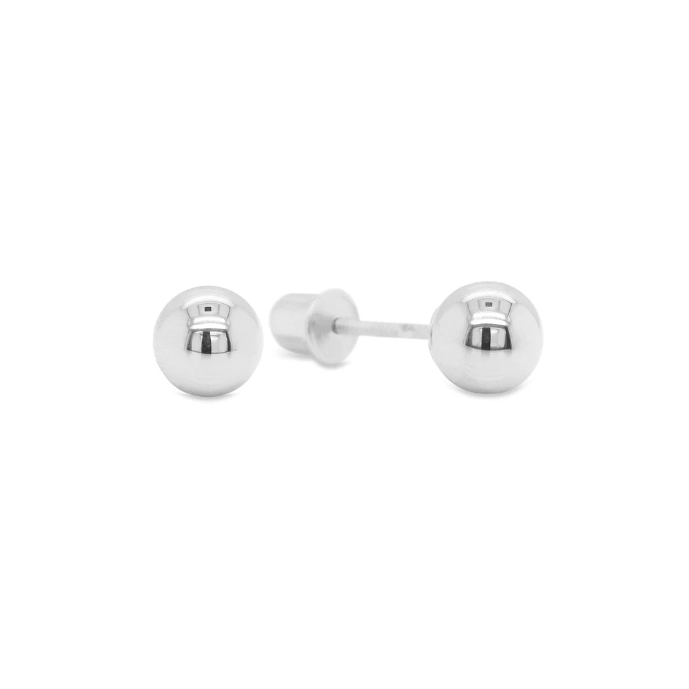 Basic Ball 8MM White Gold Stud Earrings