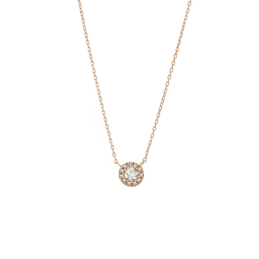 Diamond Halo Gold Necklace