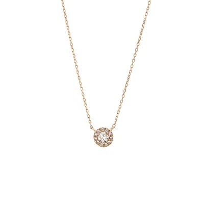 Diamond Halo Gold Necklace