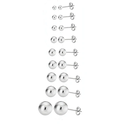 Silver Ball Stud Earrings