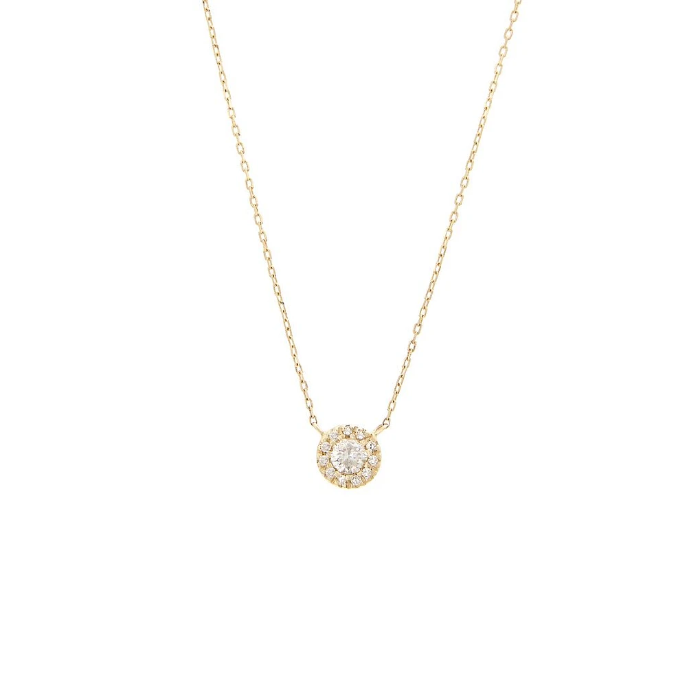 Diamond Halo Gold Necklace