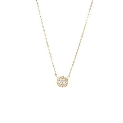 Diamond Halo Gold Necklace