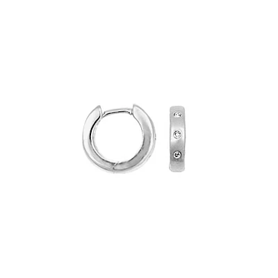 White Gold Huggie Diamond Earrings