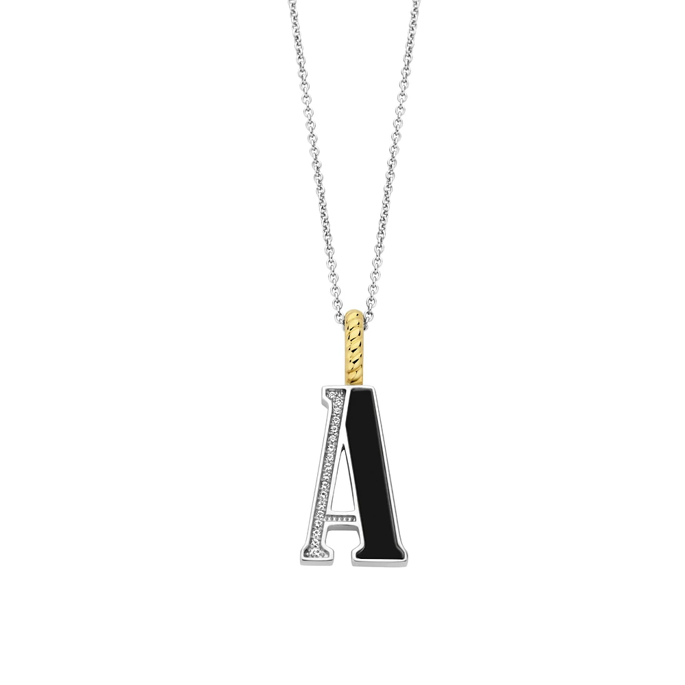 Initial Necklace Black