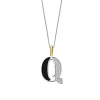 Initial Necklace Black