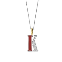 Initial Necklace Red Coral