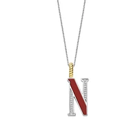 Initial Necklace Red Coral