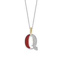 Initial Necklace Red Coral