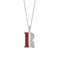 Initial Necklace Red Coral