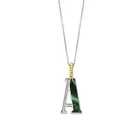 Initial Necklace in Green Malachite